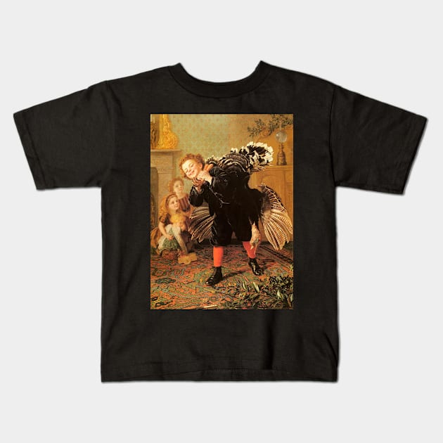 Vintage Thanksgiving Children & Turkey Kids T-Shirt by Bravuramedia